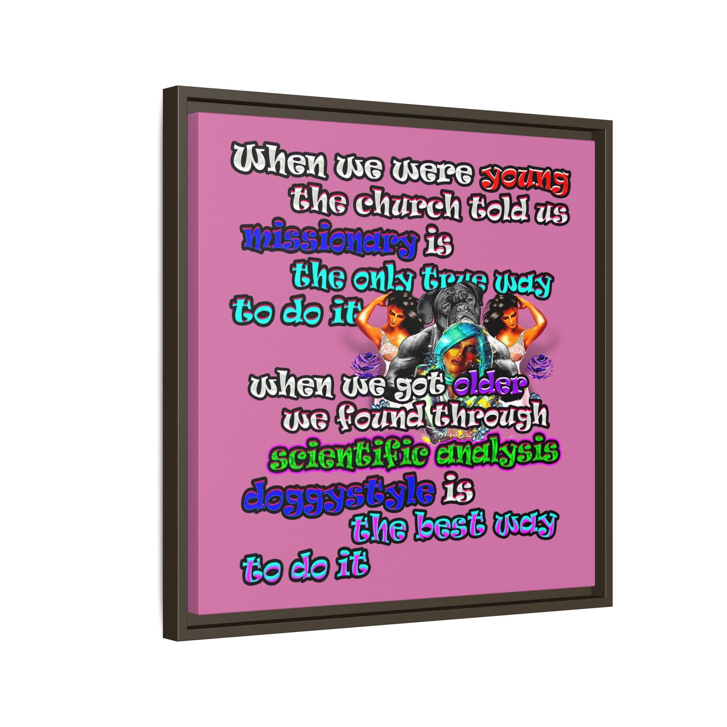 doggystyle - framed canvas art (light pink)