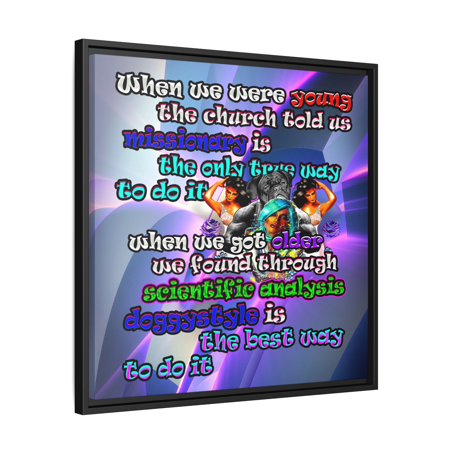doggystyle - framed canvas art (grey-pink wave)