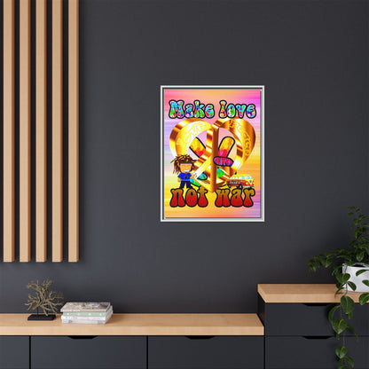 love peace - framed canvas art (color blur)
