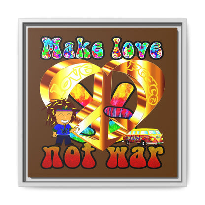 love peace - framed canvas art (brown)