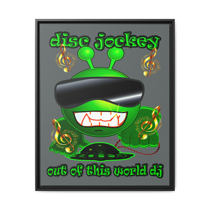 disc jockey - framed canvas art (dark grey)