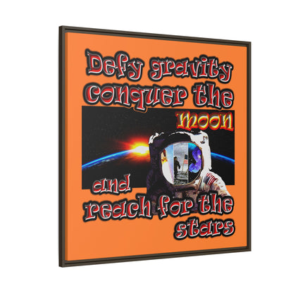 defy conquer reach - framed canvas art (crusta)