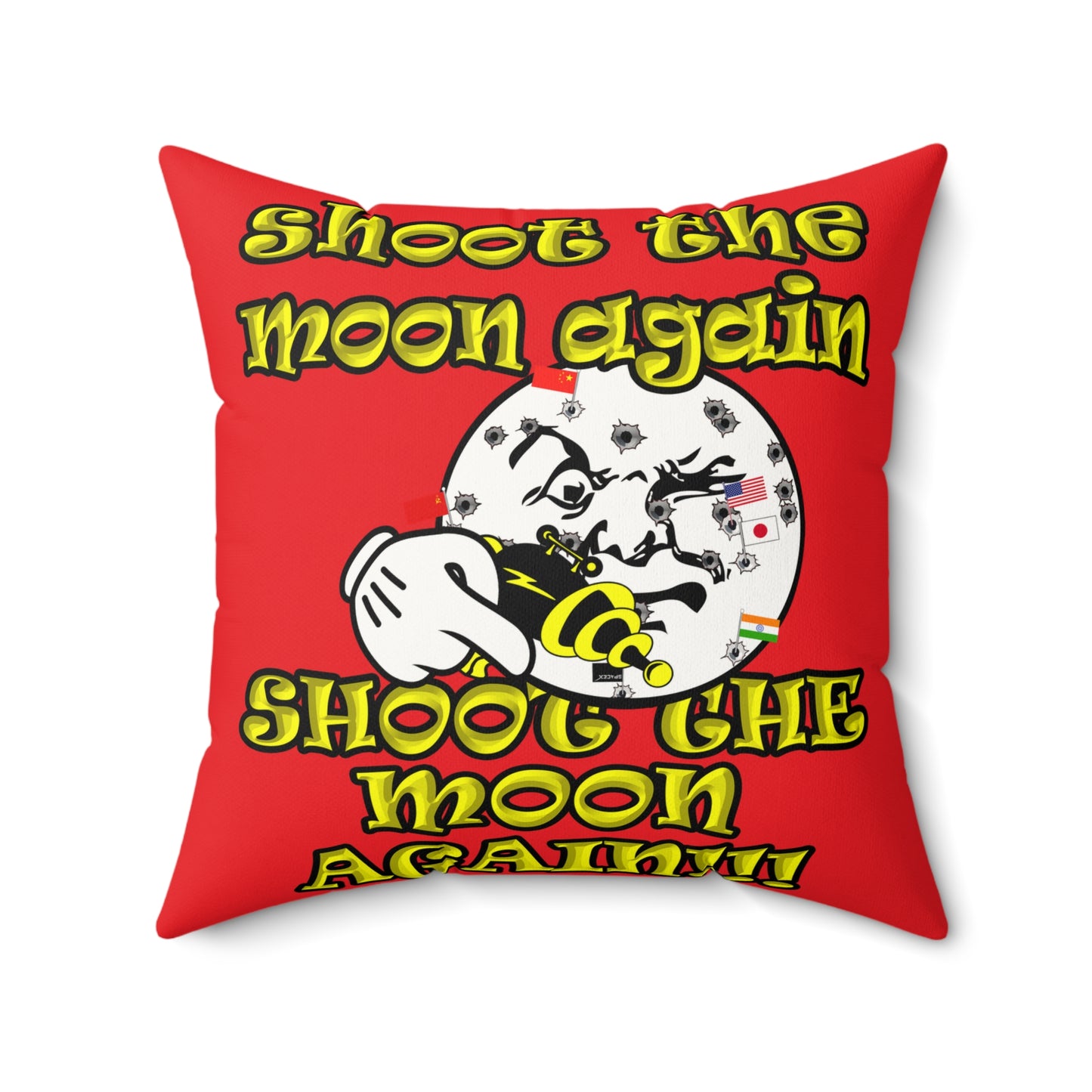 shoot the moon again - Faux Suede Square Pillow - (red)