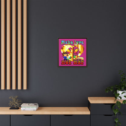 love peace - framed canvas art (pink)
