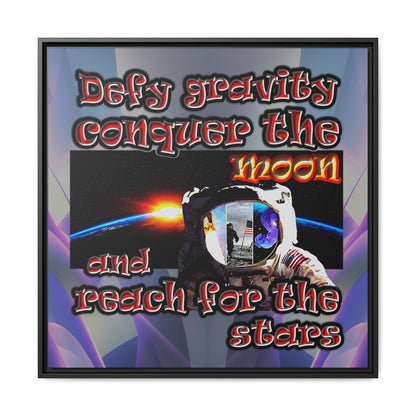 defy conquer reach - framed canvas art (grey-pink wave)