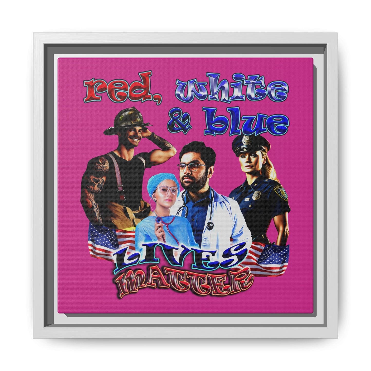 rw&b lives matter - framed canvas art (pink)