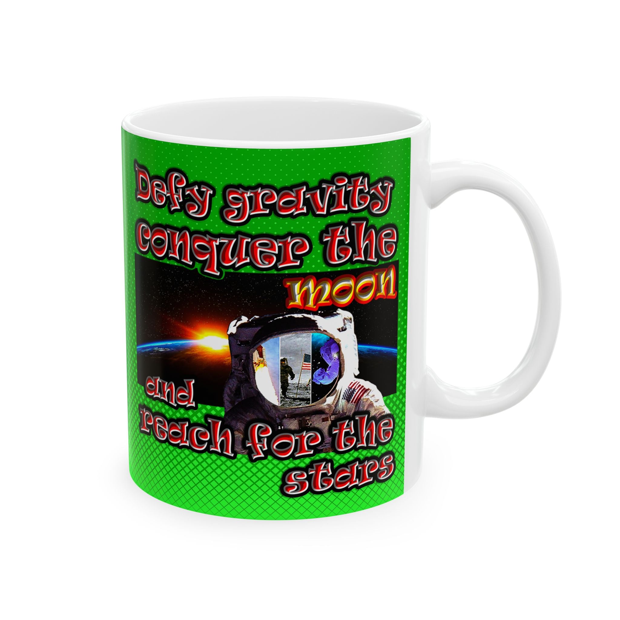 defy conquer reach - White Mug (logo green)