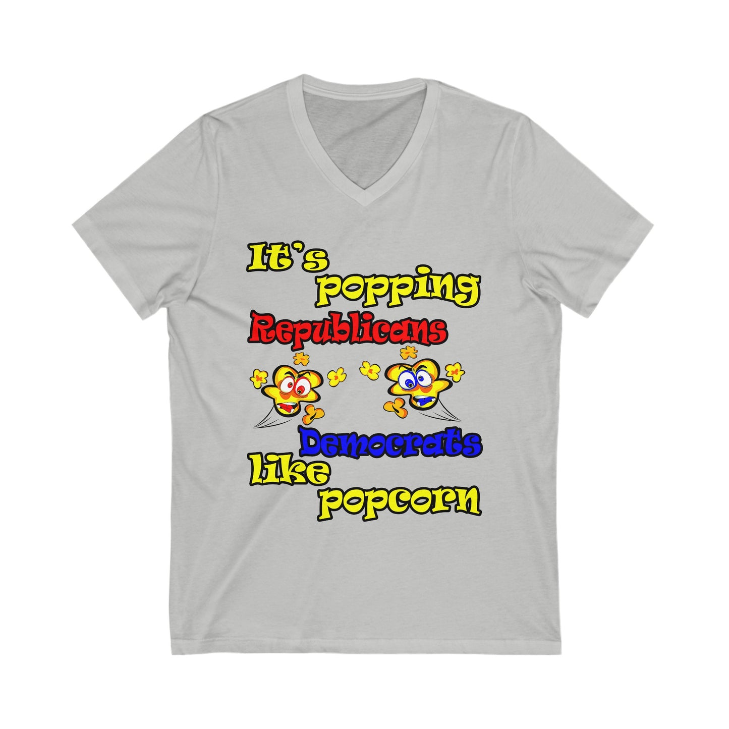 popping like popcorn - Unisex Jersey Short Sleeve V-Neck Tee