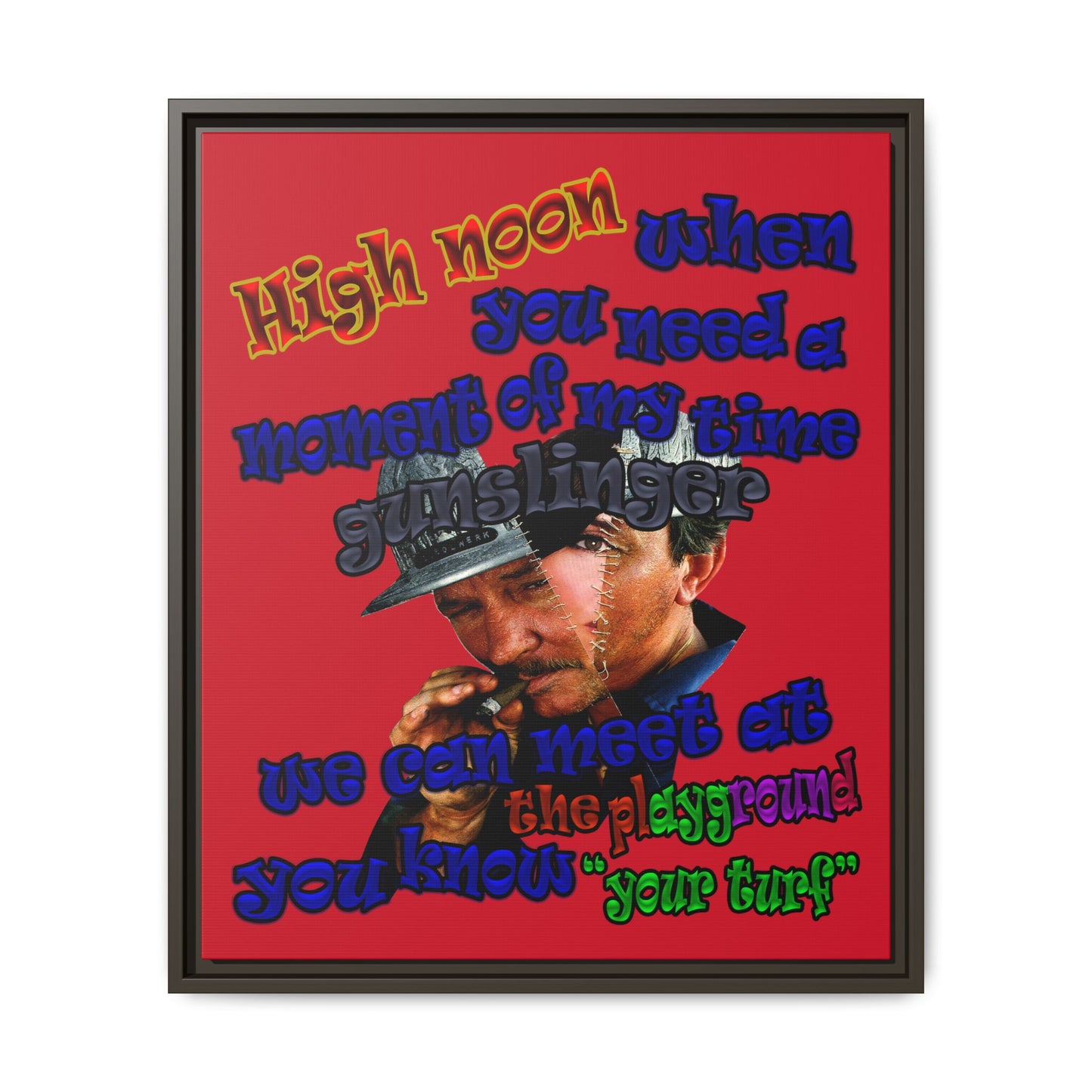 high noon - framed canvas art (dark red)