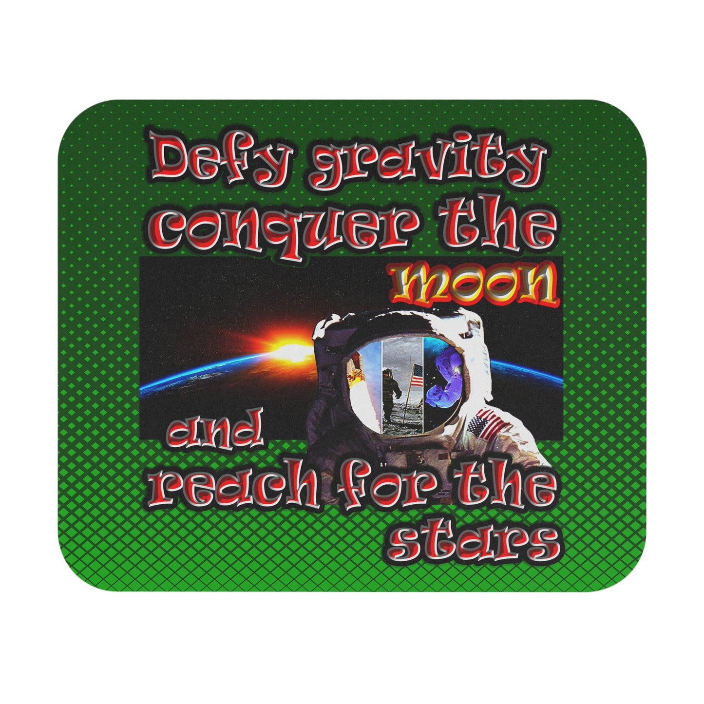 defy conquer reach - Mouse Pad (Rectangle) (logo green)