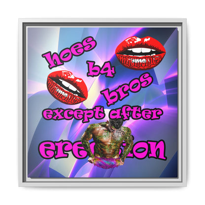 hoes b4 bros - framed canvas art (grey-pink wave)