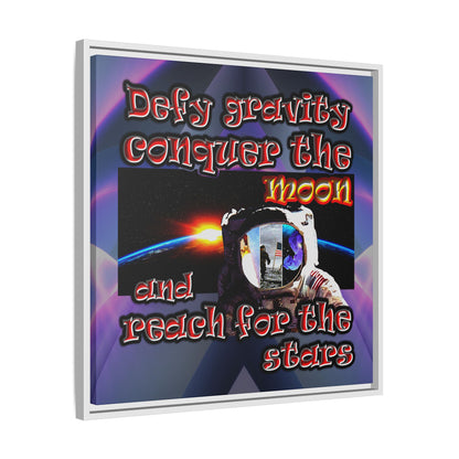 defy conquer reach - framed canvas art (grey-pink wave)