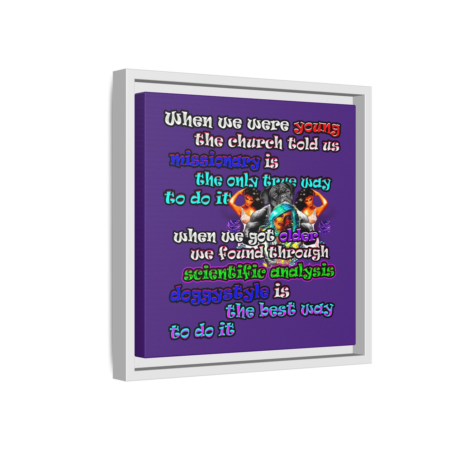 doggystyle - framed canvas art (purple)