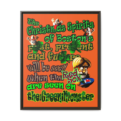 christmas spirits of boston - framed canvas art (orange)