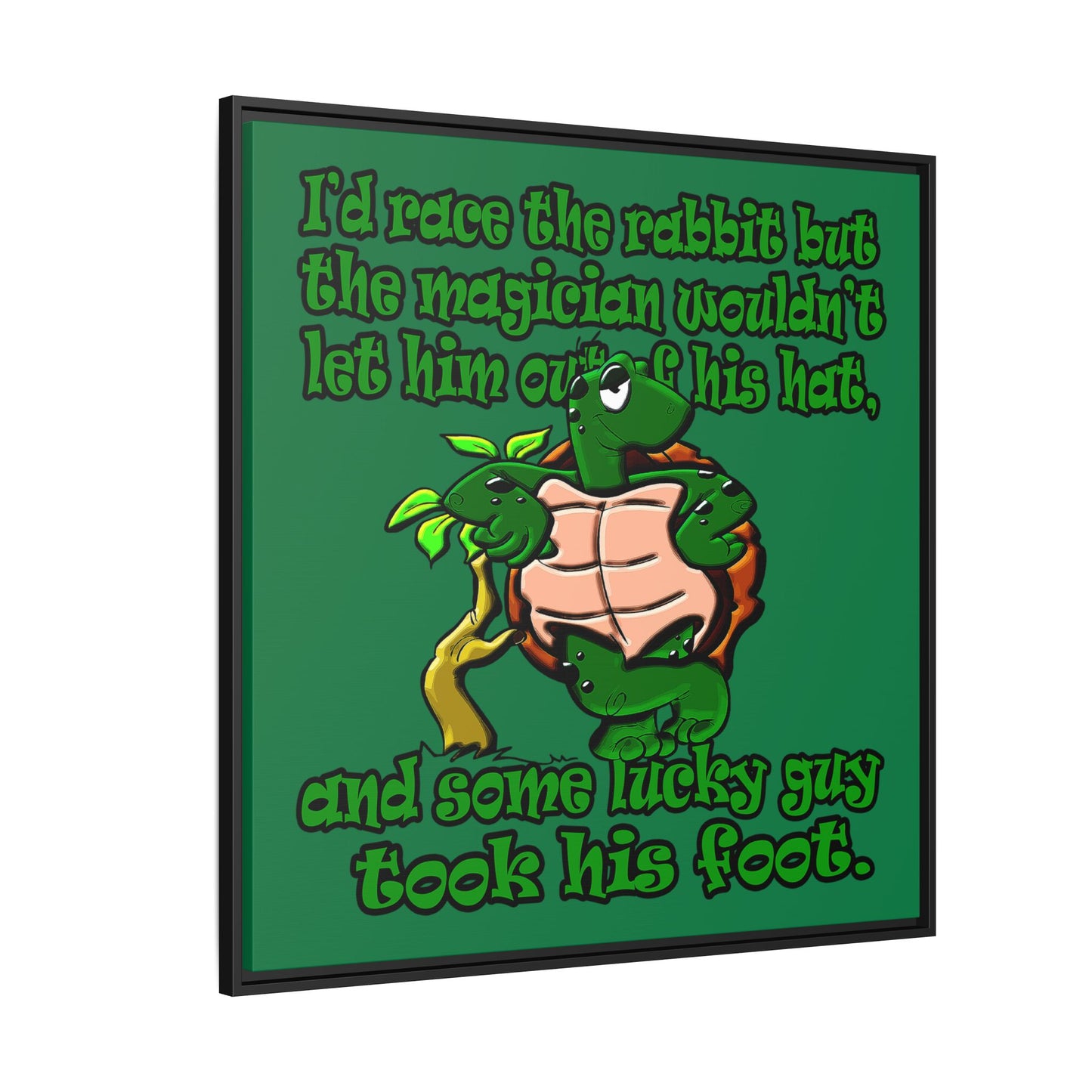 turtle race - framed canvas art (dark green)