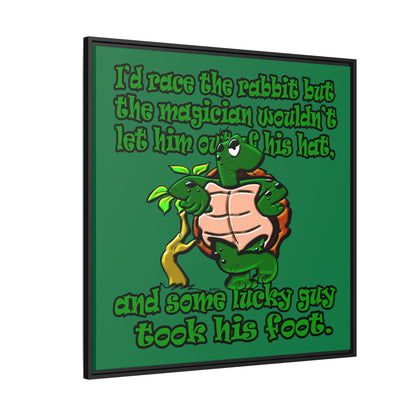 turtle race - framed canvas art (dark green)