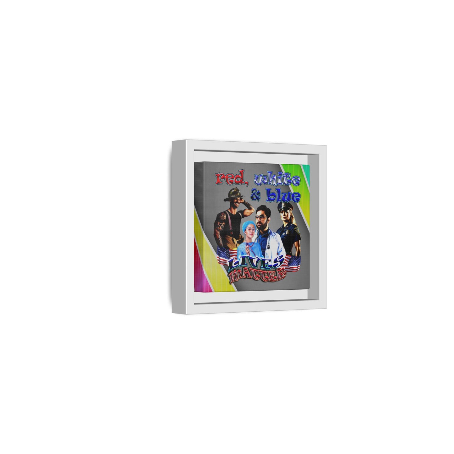 rw&b lives matter - framed canvas art (rainbow split)