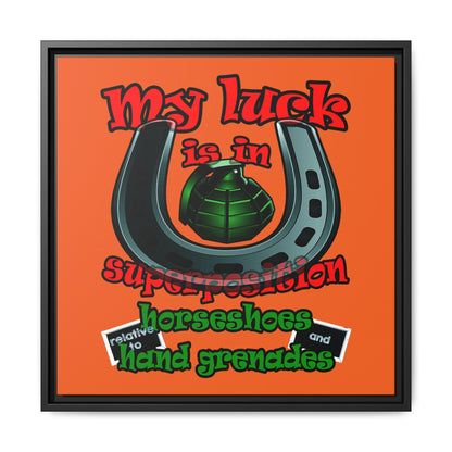 my luck - framed canvas art (orange)