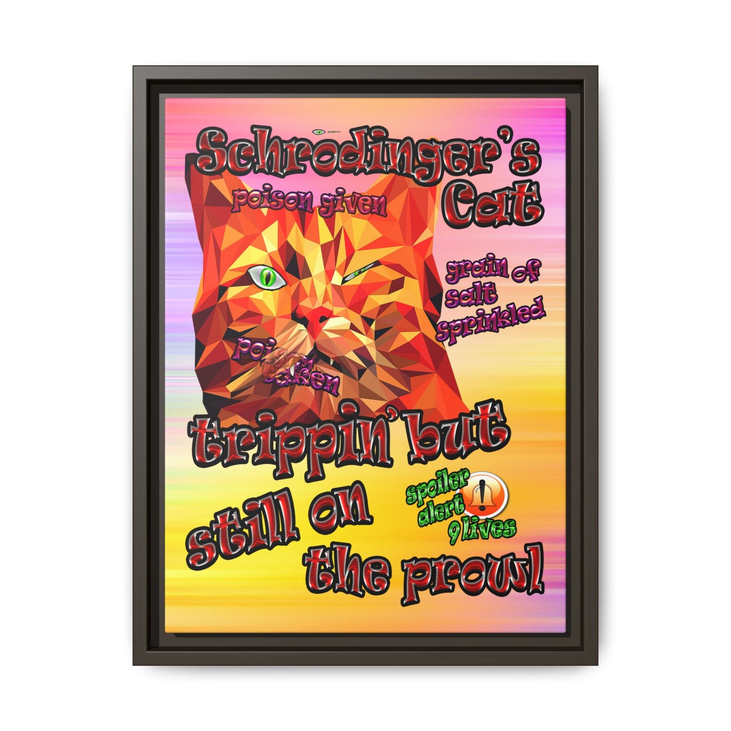 schrodinger's cat - framed canvas art (color blur)