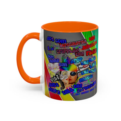 drop the beat - Accent Mug (rainbow split)