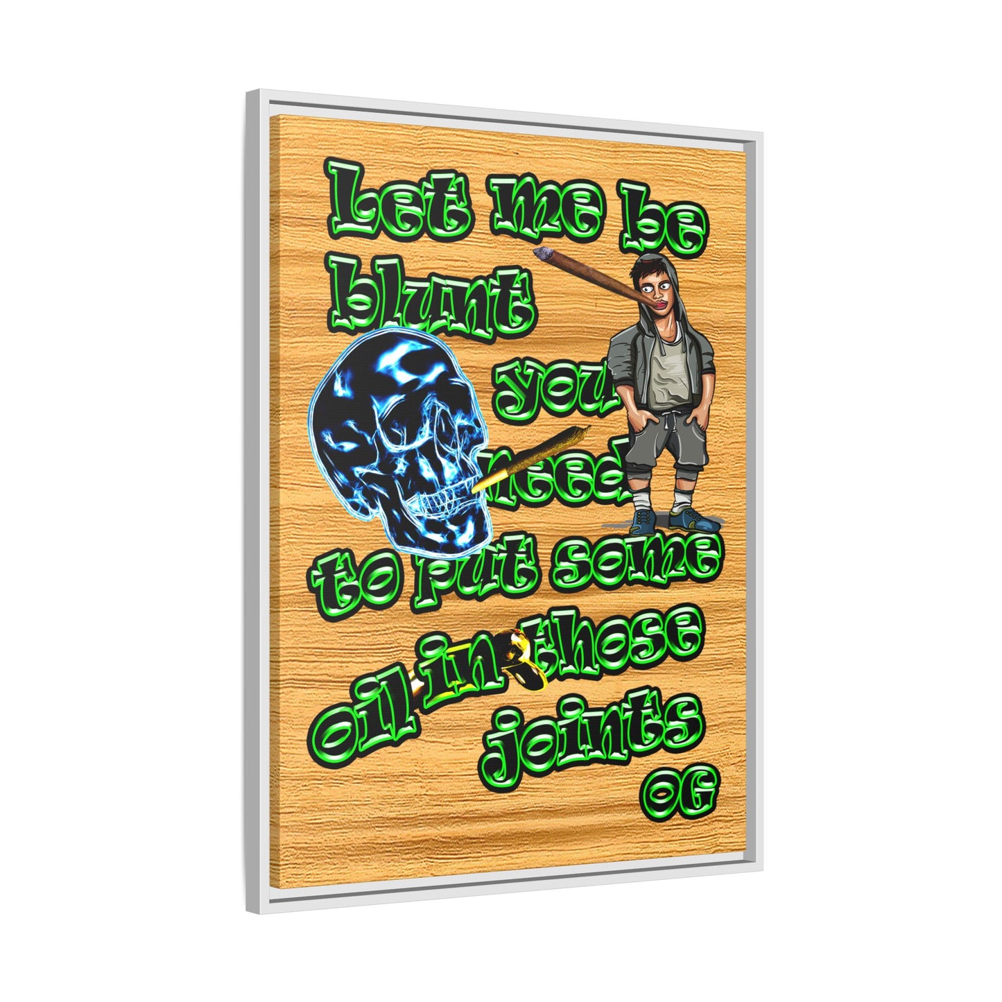 og - framed canvas art (butterscotch wood finish)