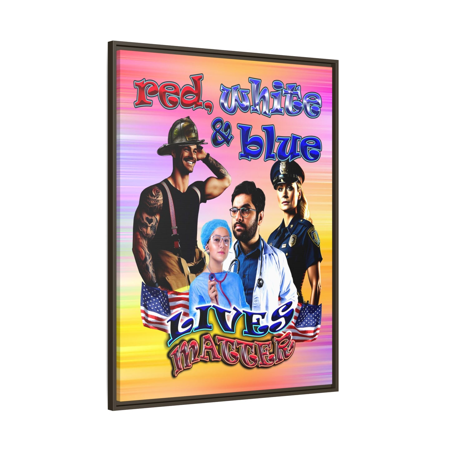rw&b lives matter - framed canvas art (color blur)