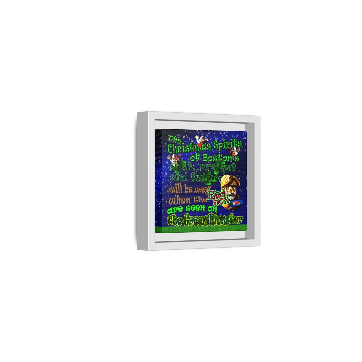 christmas spirits of boston - framed canvas art ('snoops' background)