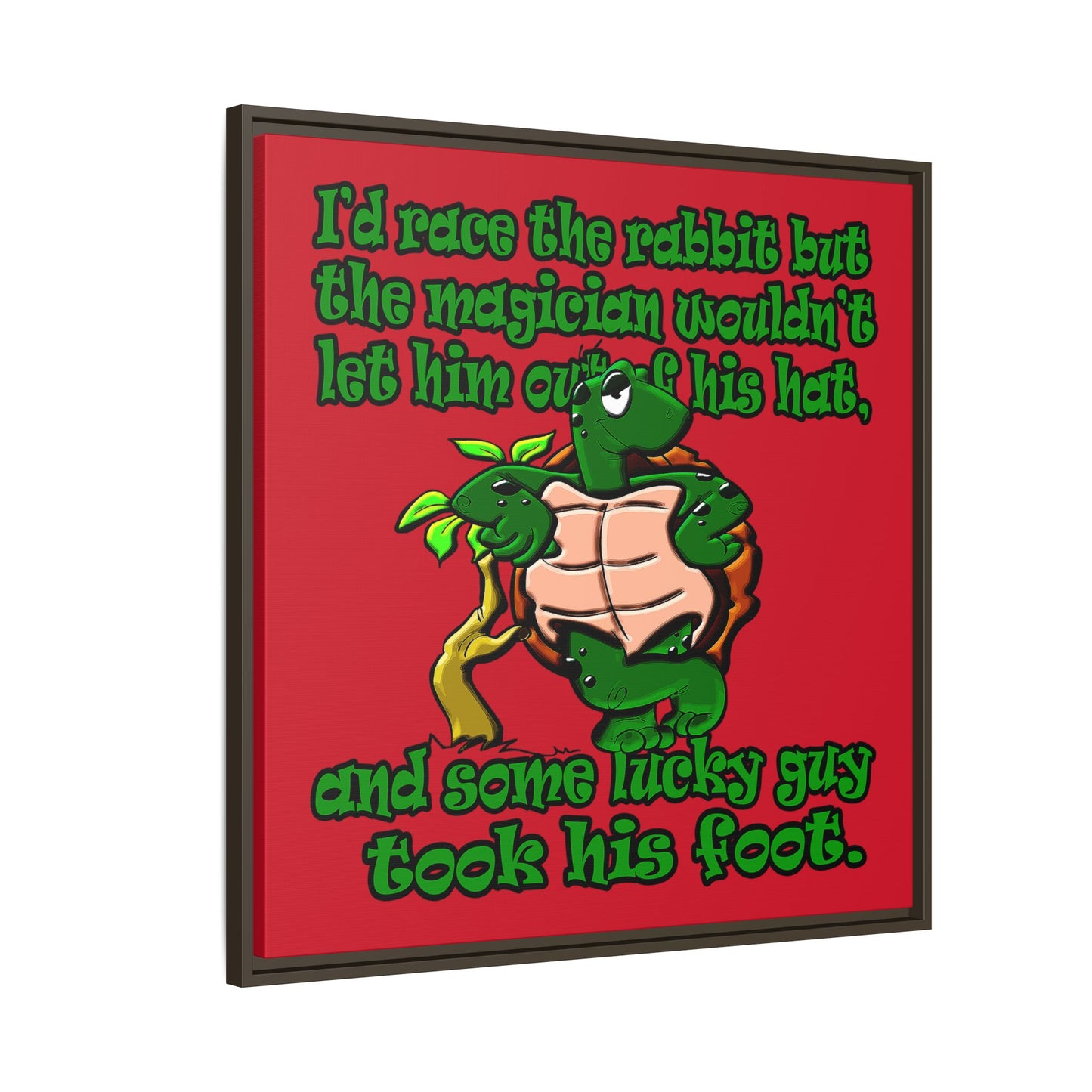 turtle race - framed canvas art (dark red)