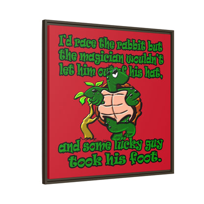 turtle race - framed canvas art (dark red)