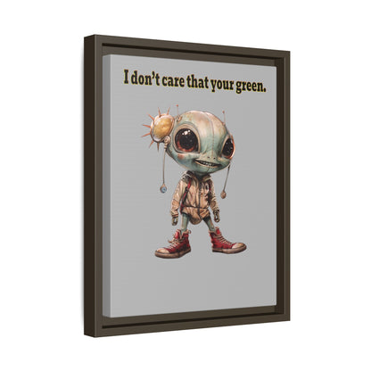 I don't care that your green - framed canvas art (light grey)