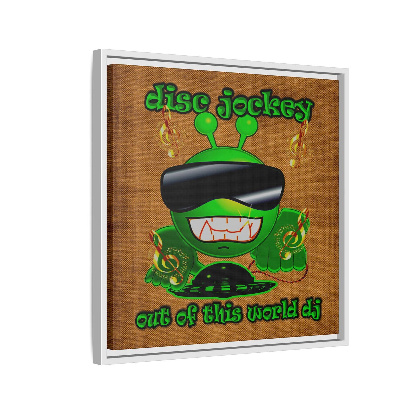 disc jockey - framed canvas art (brown papyrus)