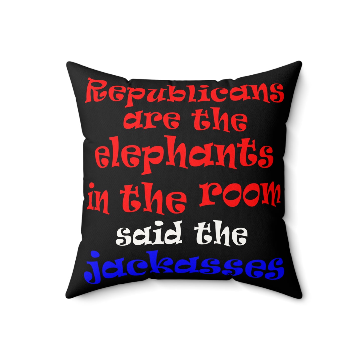 donkeys and elephants - Faux Suede Square Pillow - (black)