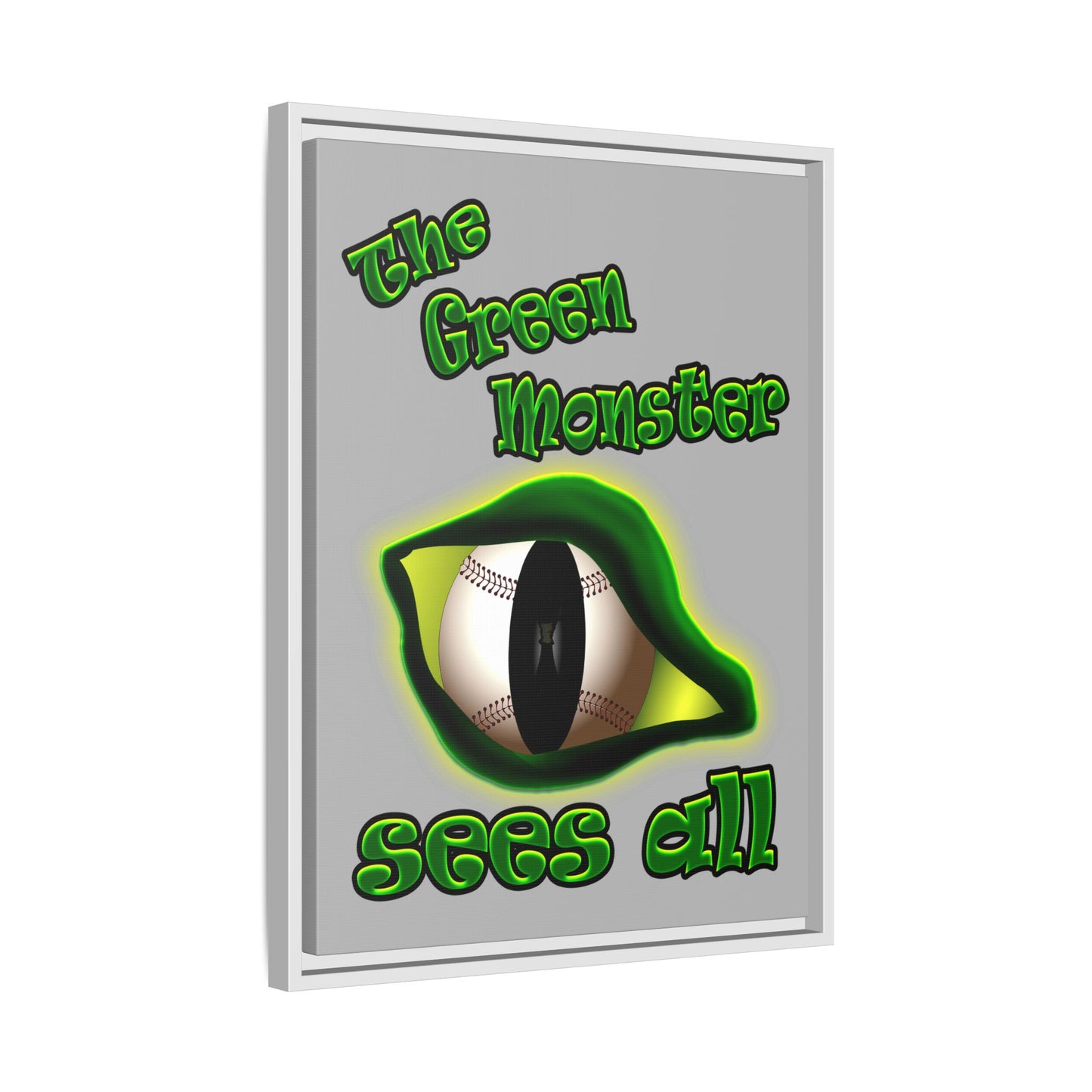 green monster - framed canvas art (light grey)