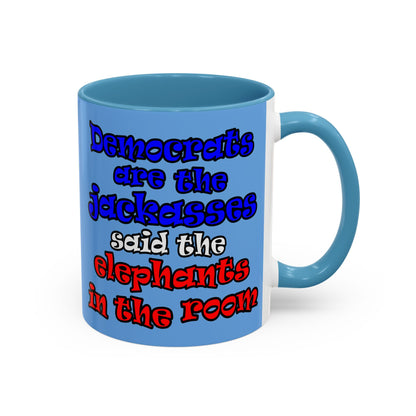 donkeys and elephants - Accent Mug (light blue)