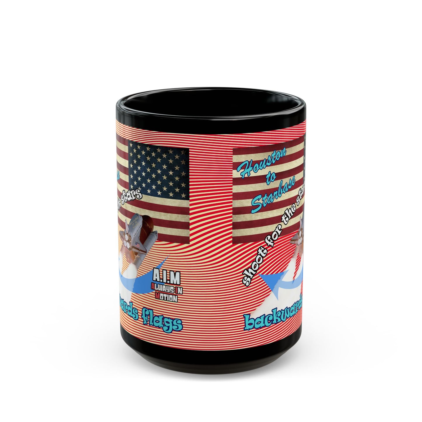 shoot for the stars - Black Mug (yellow-orange wave)