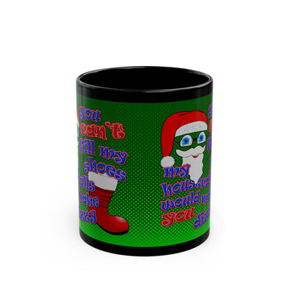 santa's shoes - Black Mug (logo green)