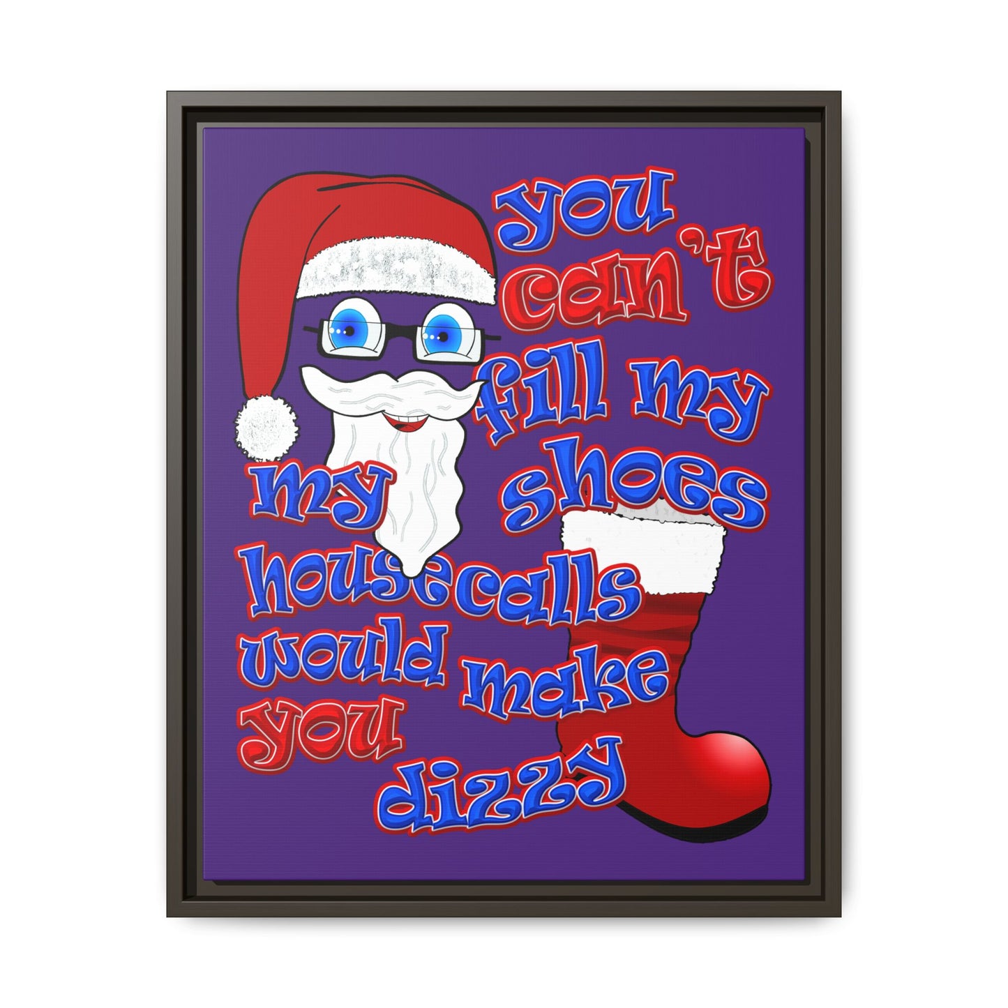 santa's shoes - framed canvas art (purple)