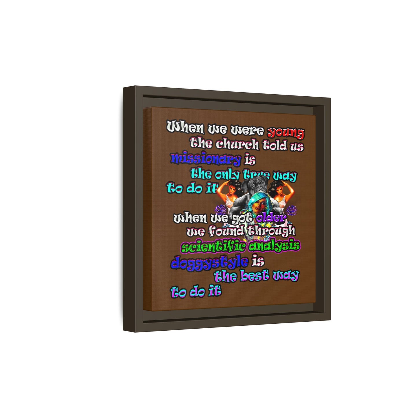 doggystyle - framed canvas art (brown)