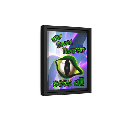 green monster - framed canvas art (grey-pink wave)