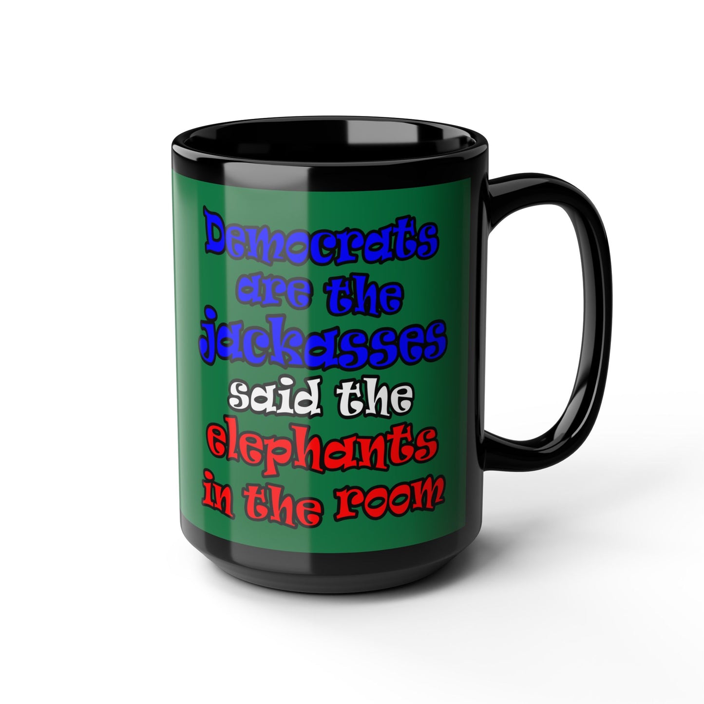donkeys and elephants - Black Mug (dark green)