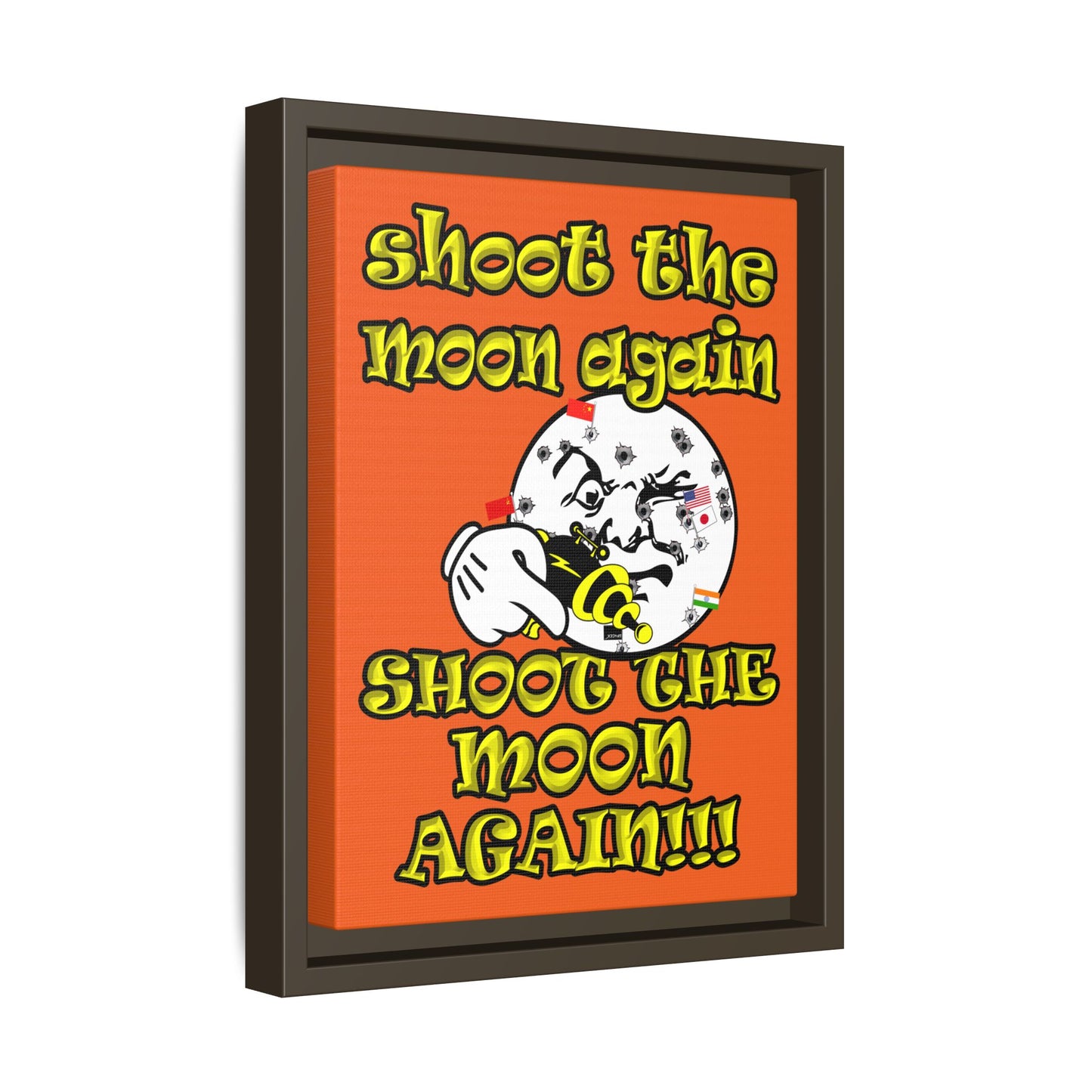 shoot the moon again - framed canvas art (orange)
