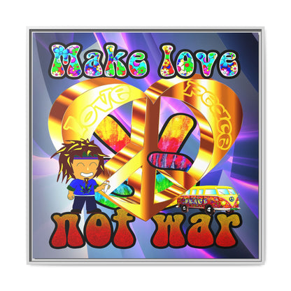 love peace - framed canvas art (grey-pink wave)