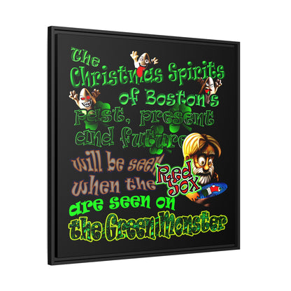 christmas spirits of boston - framed canvas art (black)
