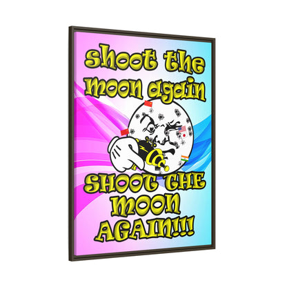 shoot the moon again - framed canvas art (light blue-pink wave)