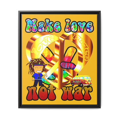 love peace - framed canvas art (yellow)