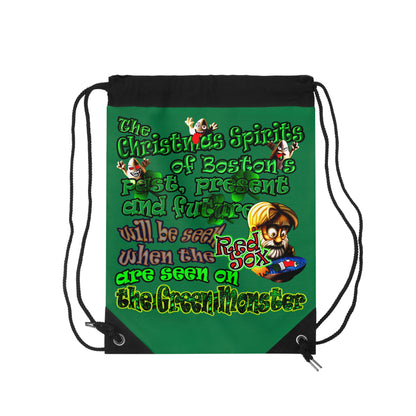 christmas spirits of boston - Drawstring Bag (dark green)