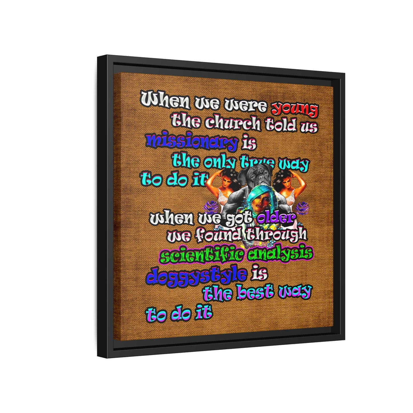 doggystyle - framed canvas art (brown papyrus)