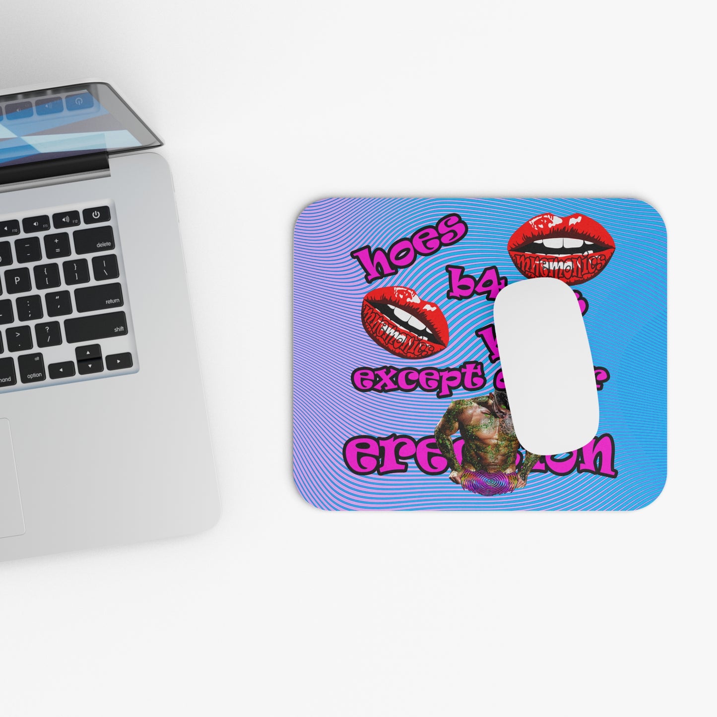 hoes b4 bros - Mouse Pad (Rectangle) (light blue-purple wave)