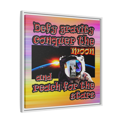 defy conquer reach - framed canvas art (color blur)