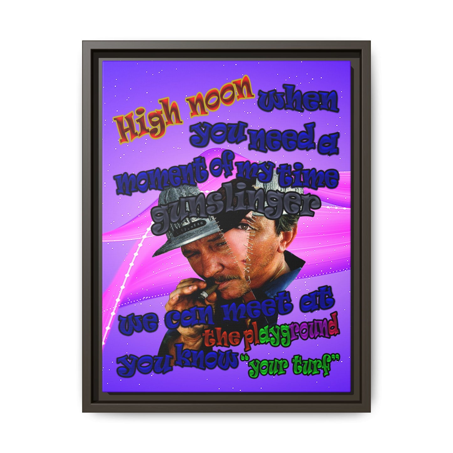 high noon - framed canvas art (purple-pink wave)